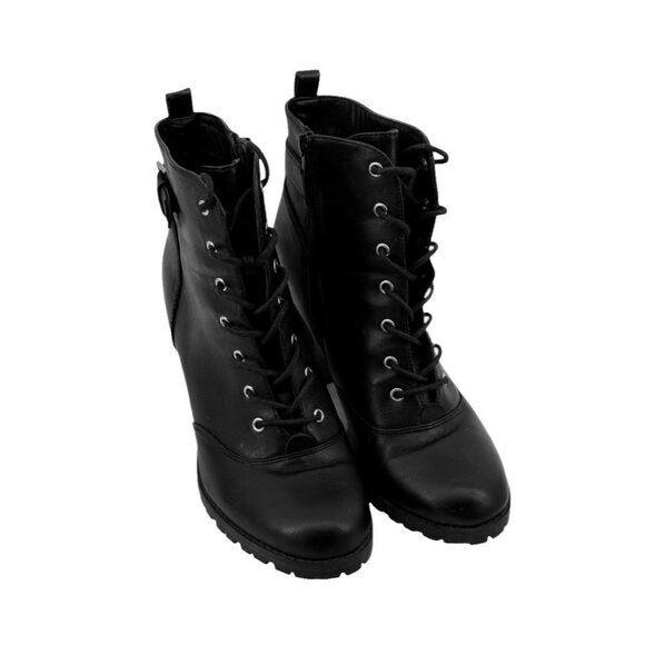 David Aaron Bootie Women's Size 9 Black Lauren 416-0616 Laces Front Side Zipper - Picture 2 of 12